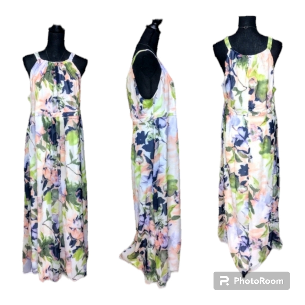 🆕 Women's PLUS SIZE 2X Modcloth Pastel Floral Print Formal Maxi Dress